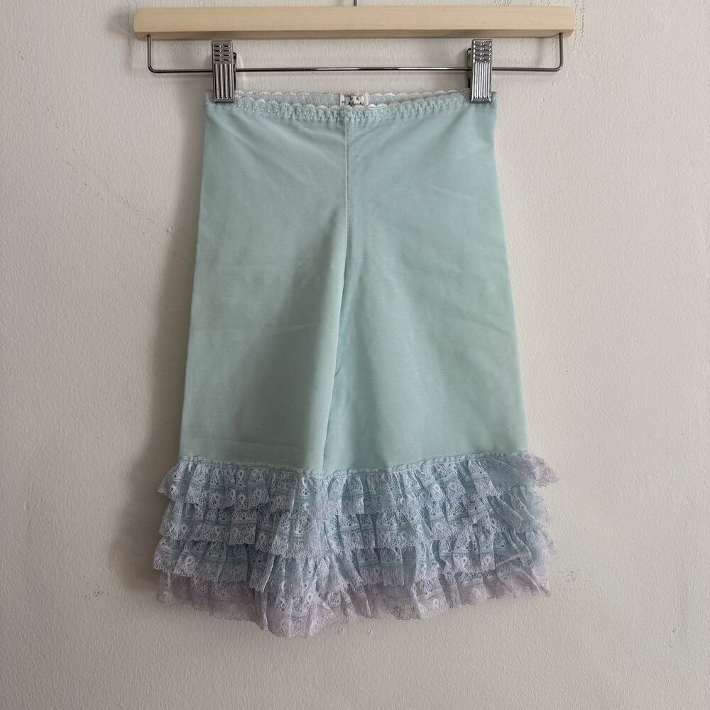 1950s Vintage Liberte | Light Blue Lace Trim Bloomer Shorts | Small